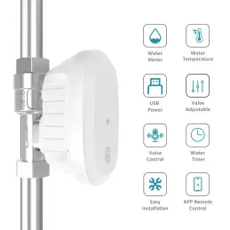 Set valvă inteligentă DN20 cu contor apă & temperatură, Tuya Wi-Fi, IP65, cu 1–6 senzori scurgeri