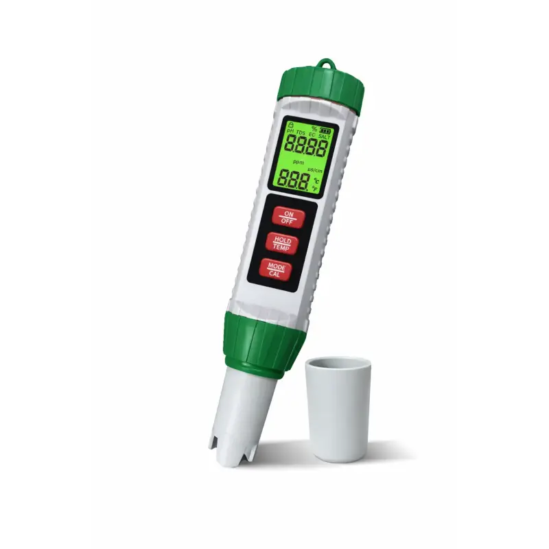 Tester apa 5 in 1 digital pH EC TDS salinitate temperatura | aparat profesional verificare calitate apa